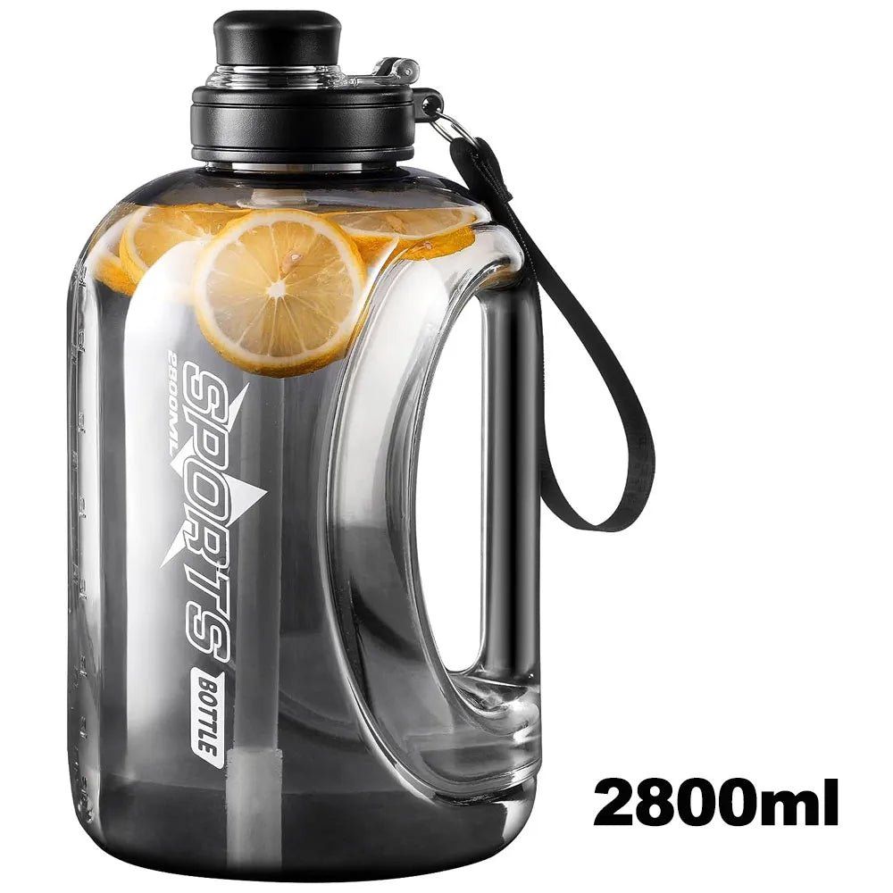 1.8L/2.8 L Large Water Bottle with Straw and Portable Handle Strap - beunik