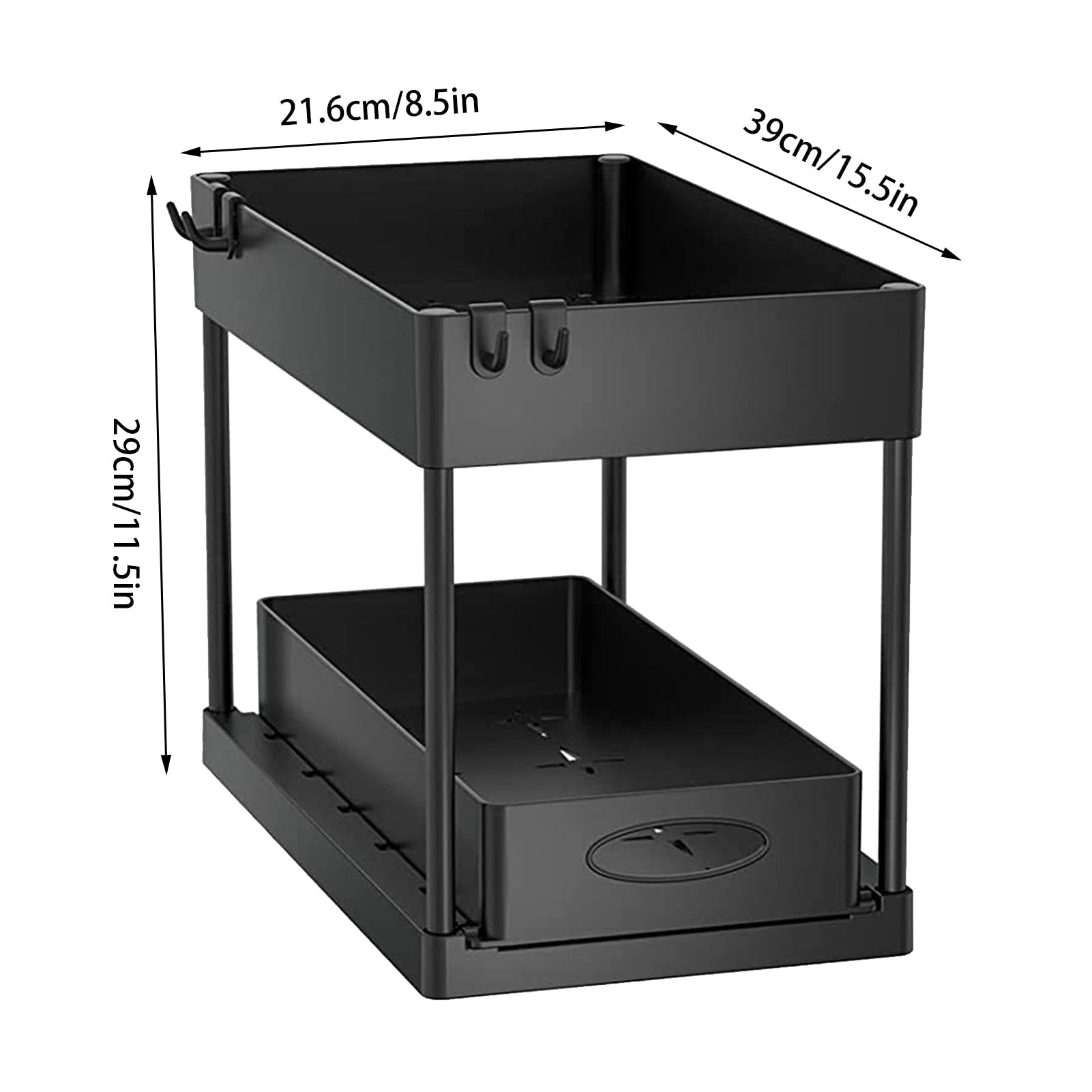 2 Tier Under Sink Organizer Sliding Cabinet Basket - beunik