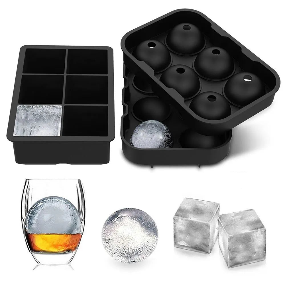 6 Grid Round Square Ice Cube Ball Large Ice Cube Maker - beunik