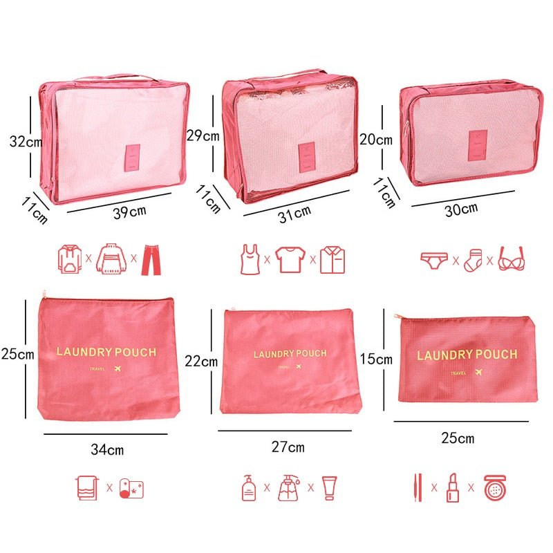 6/7pcs Colour Travel Storage Bag Set - beunik