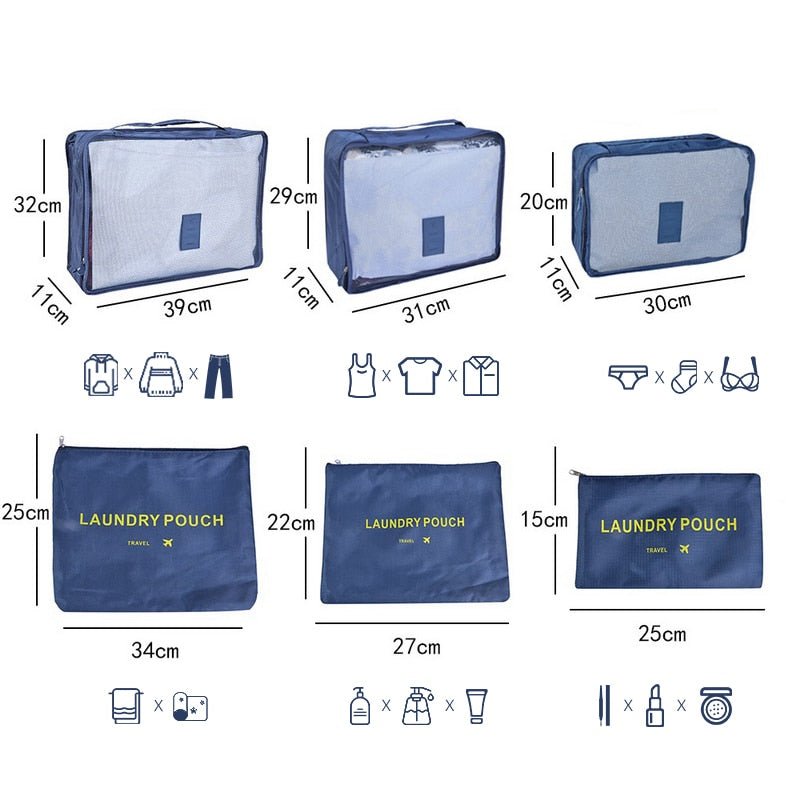 6/7pcs Colour Travel Storage Bag Set - beunik