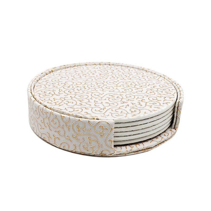 6PCS Hot Sale PU Leather Marble Coaster - beunik