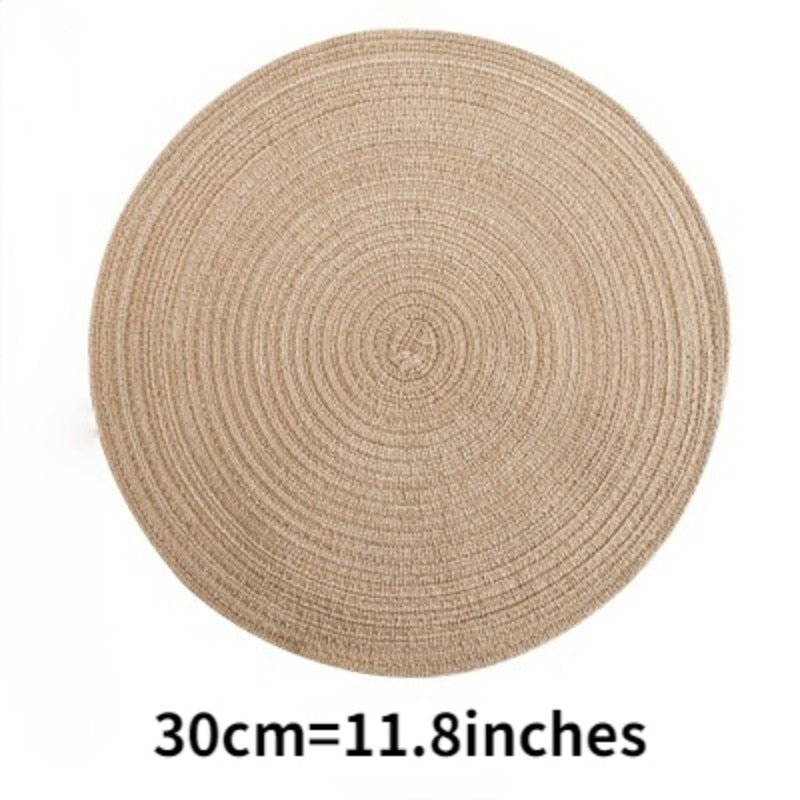 6pcs Round Table Mat Woven Ramie Placemats - beunik