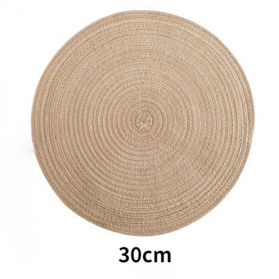 6pcs Round Table Mat Woven Ramie Placemats - beunik