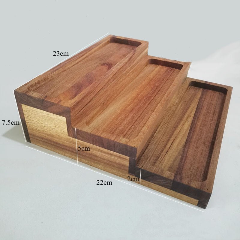 Acacia Wood Cover Square Glass Jars Kitchen Seasoning Bottles - beunik