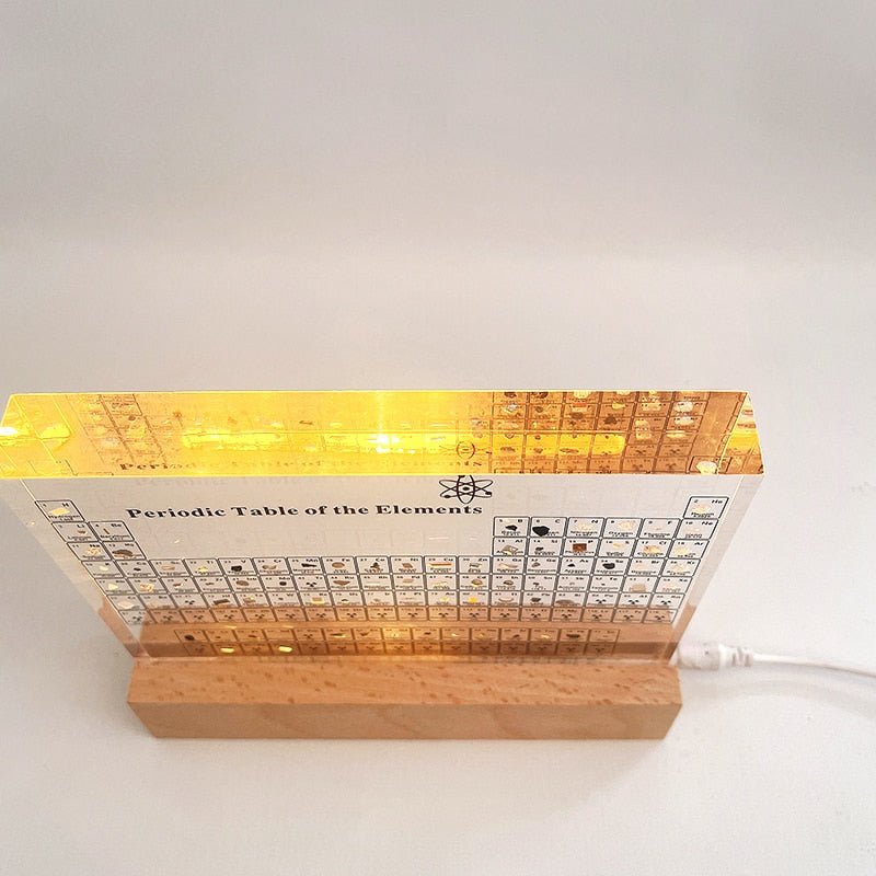 Acrylic Periodic Table with Wooden Light Base - beunik