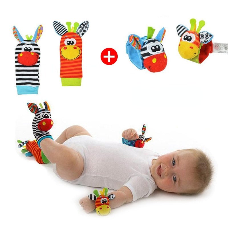 Baby Rattles Soft Plush Toys Foot Wrist Rattle Set - beunik