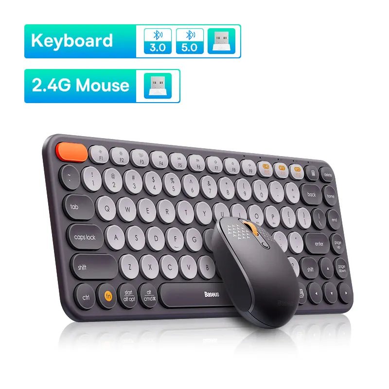 Baseus Mouse Bluetooth Wireless Computer Keyboard and Mouse Combo with 2.4GHz USB Nano Receiver - beunik