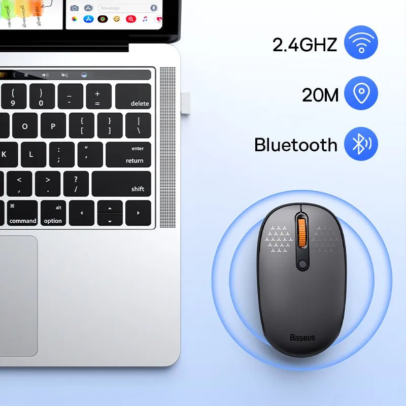 Baseus Mouse Bluetooth Wireless Computer Keyboard and Mouse Combo with 2.4GHz USB Nano Receiver - beunik