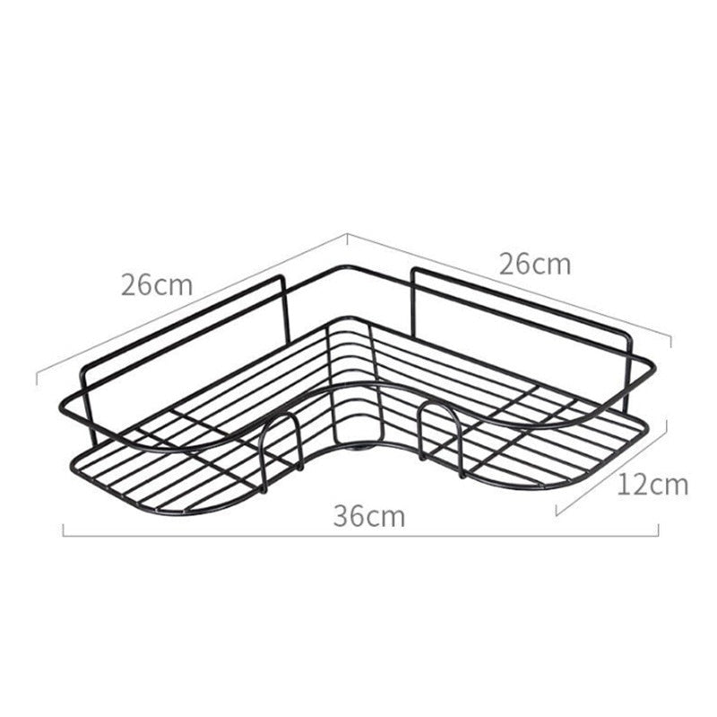 Bathroom Corner Grate Storage Shelves Wall Mounted - beunik