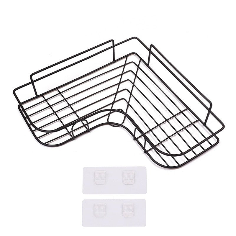 Bathroom Corner Grate Storage Shelves Wall Mounted - beunik