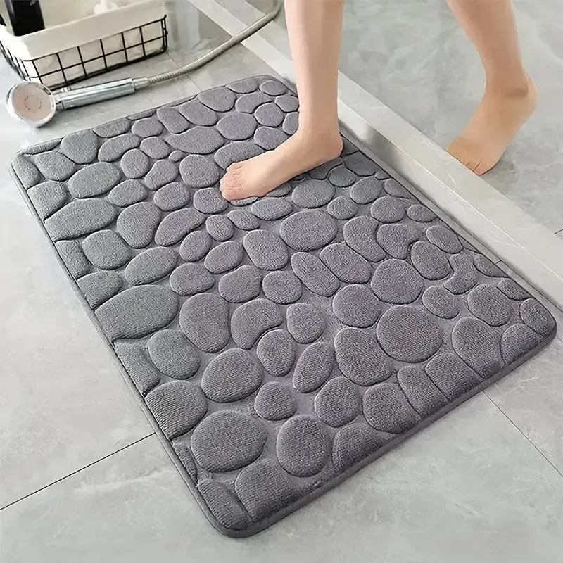 Bathroom Non Slip Mat 3D Cobblestone Embossed - beunik