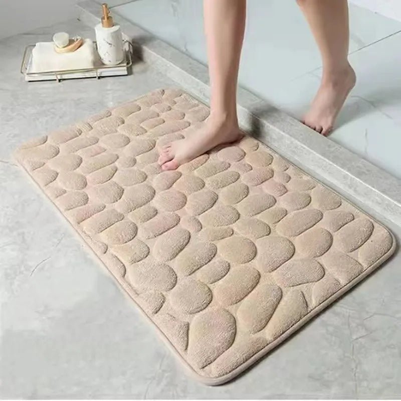 Bathroom Non Slip Mat 3D Cobblestone Embossed - beunik