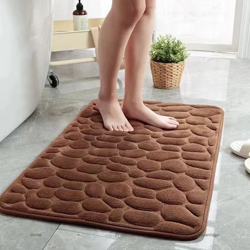 Bathroom Non Slip Mat 3D Cobblestone Embossed - beunik