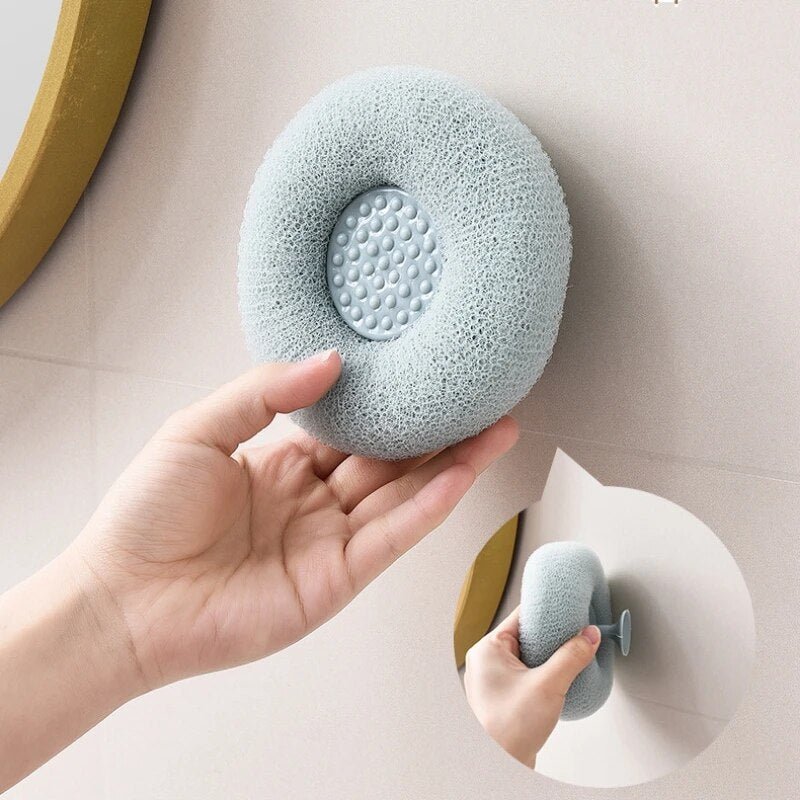 Bathroom Shower Natural Loofah with Suction Ball - beunik