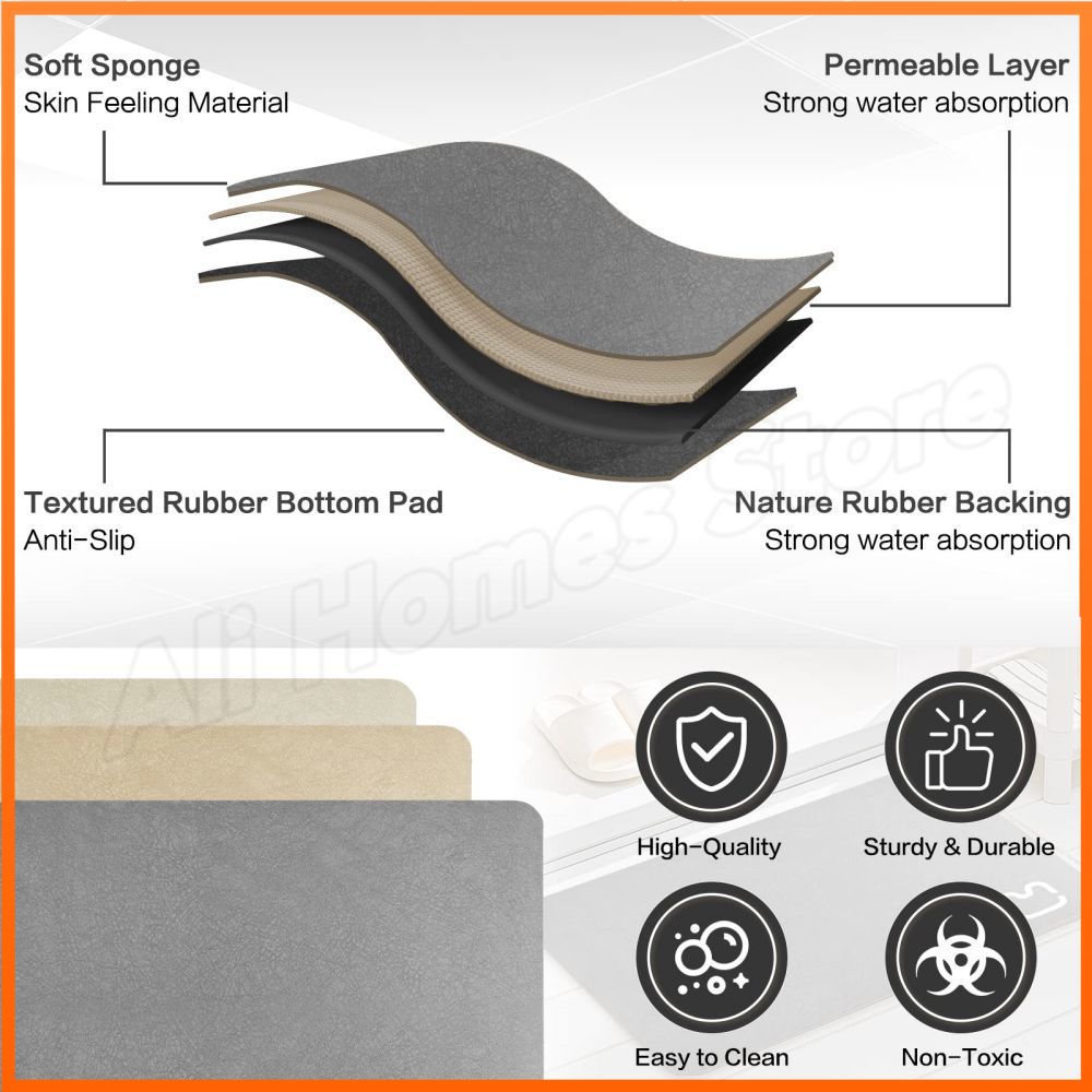 Diatomite Bathroom Bath Mat - beunik