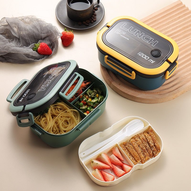 Double-layer Lunch Box Portable With Fork And Spoon - beunik