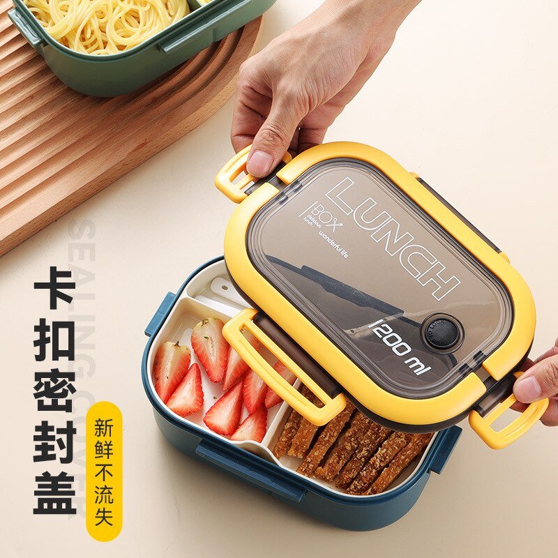 Double-layer Lunch Box Portable With Fork And Spoon - beunik