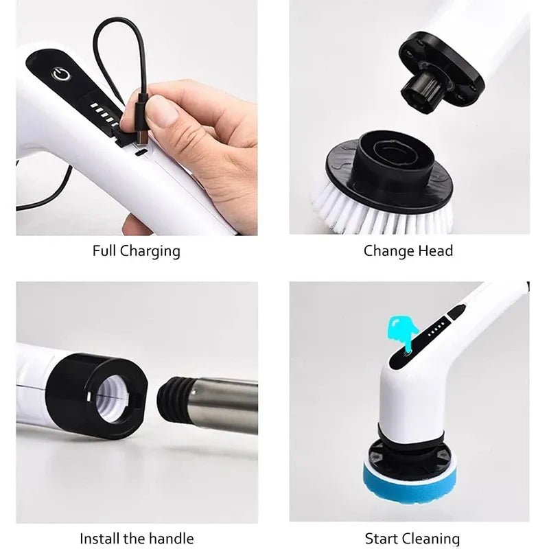 Electric Cleaning Brush USB Electric Spin Cleaning Scrubber - beunik