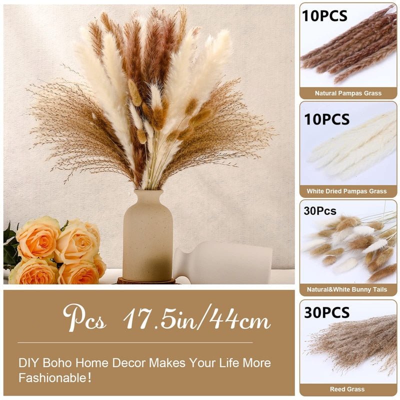 Fluffy Pampas Dried Flowers Bouquet Decorations - beunik