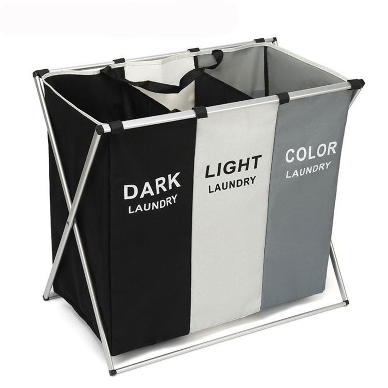 Foldable Laundry Basket Three Grid - beunik