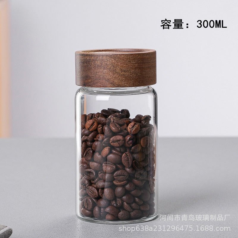 Glass Storage Jar with Wood Screw Lid - beunik