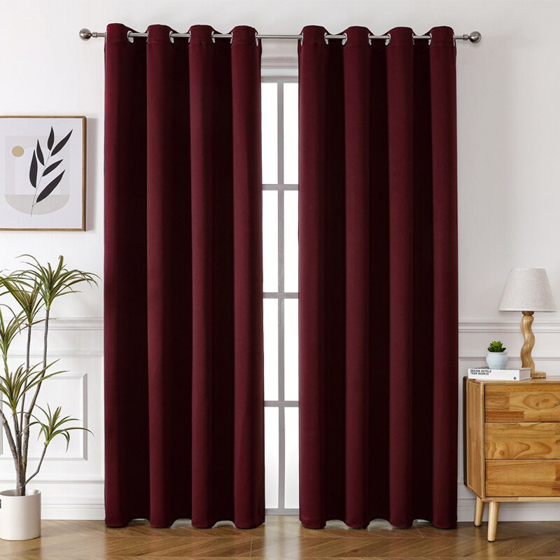 Grommet Solid Blackout Curtains for Bedroom - beunik