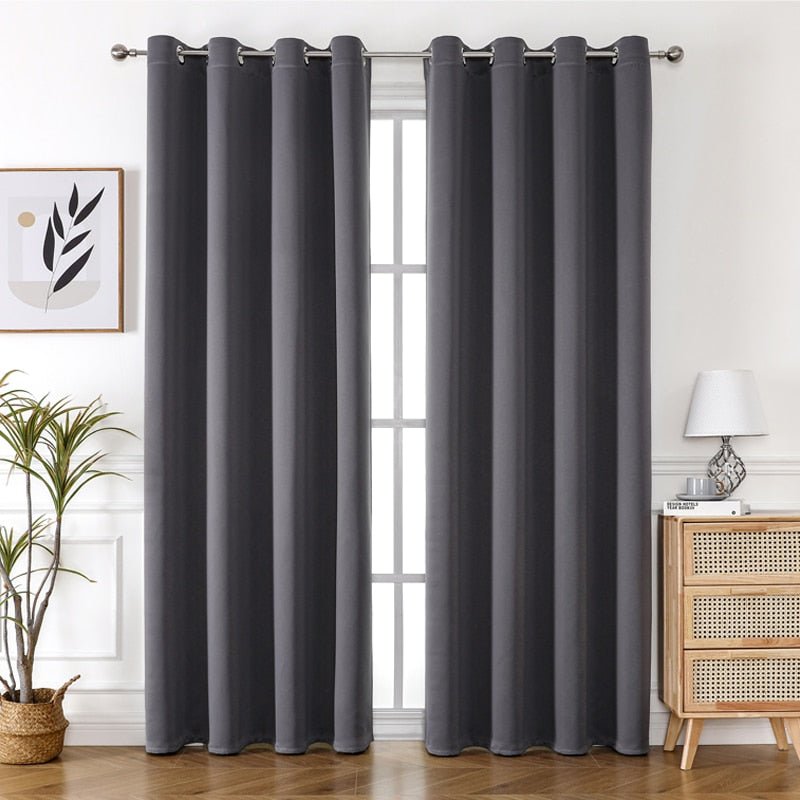 Grommet Solid Blackout Curtains for Bedroom - beunik