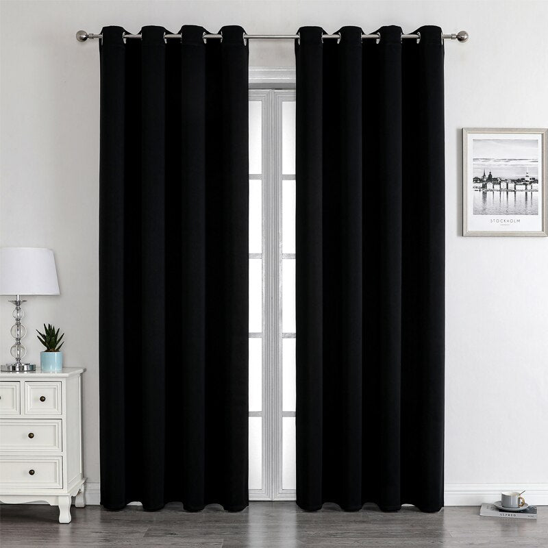 Grommet Solid Blackout Curtains for Bedroom - beunik