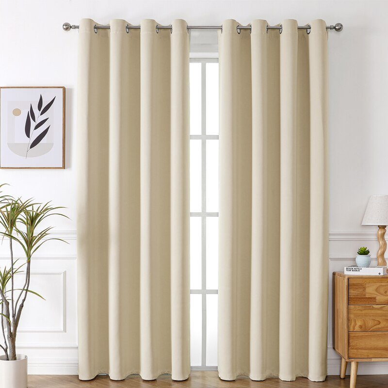 Grommet Solid Blackout Curtains for Bedroom - beunik