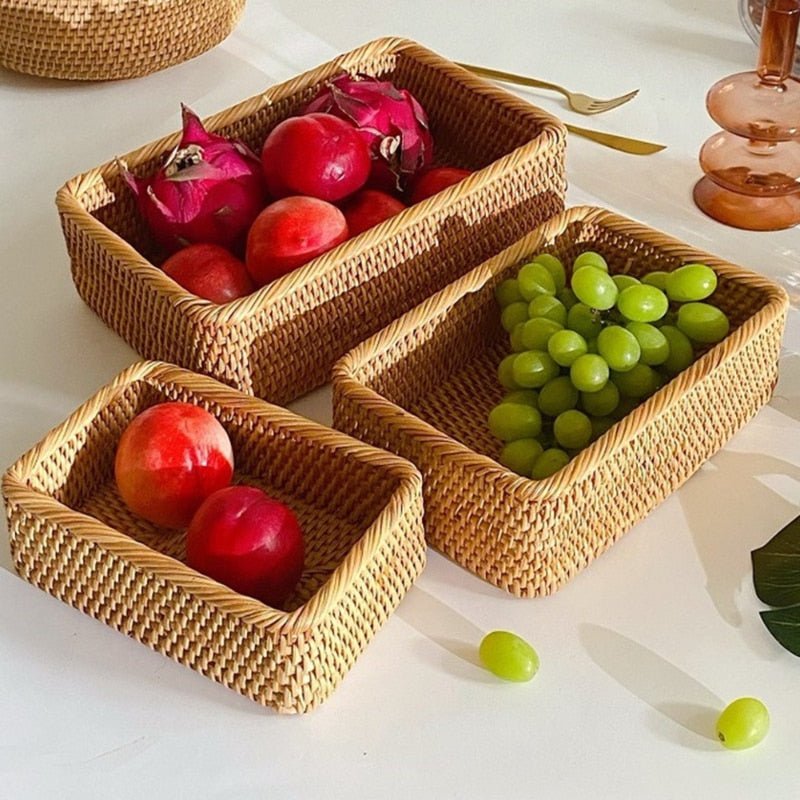 Handwoven Rectangular Rattan Wicker Storage Box - beunik