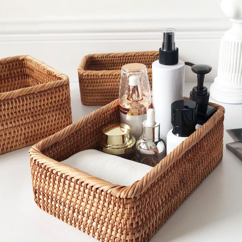 Handwoven Rectangular Rattan Wicker Storage Box - beunik