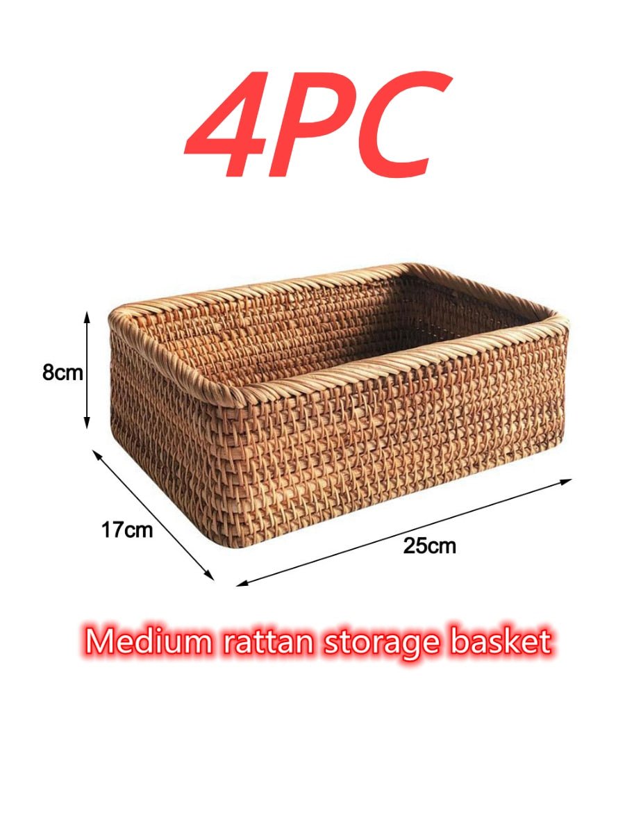 Handwoven Rectangular Rattan Wicker Storage Box - beunik