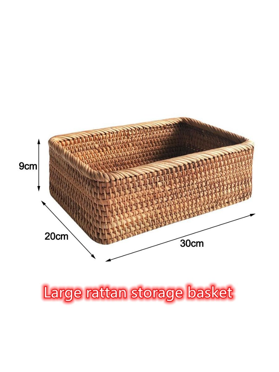 Handwoven Rectangular Rattan Wicker Storage Box - beunik