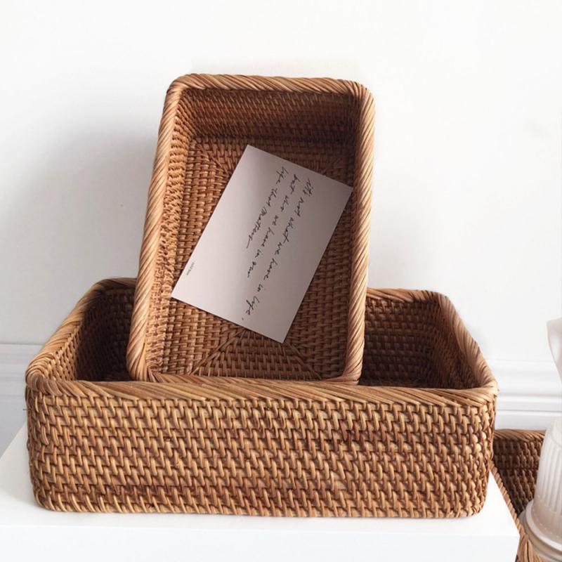 Handwoven Rectangular Rattan Wicker Storage Box - beunik