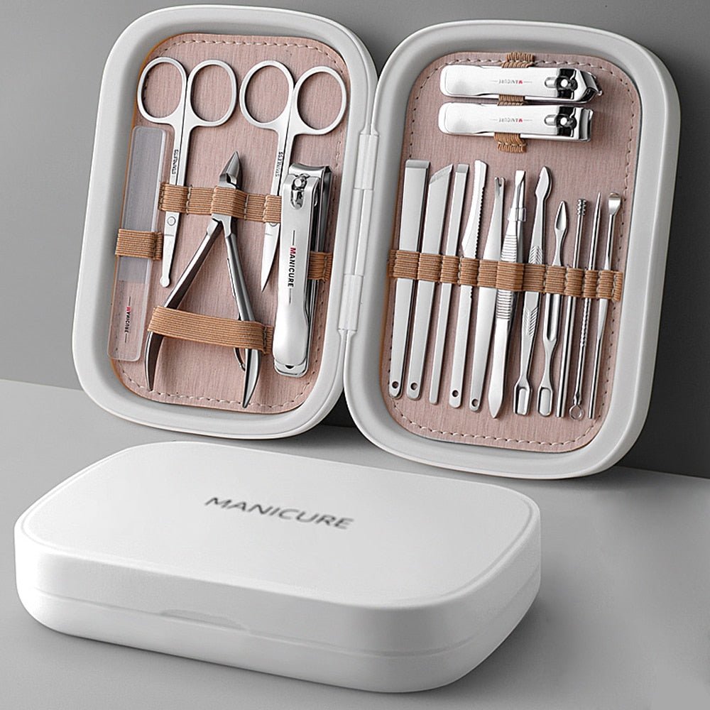 High Quality 18 IN 1 Professional Stainless Steel Travel Grooming Kit Manicure & Pedicure Set - beunik