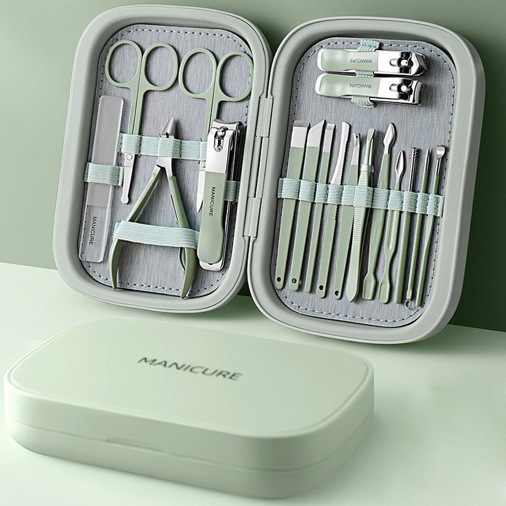 High Quality 18 IN 1 Professional Stainless Steel Travel Grooming Kit Manicure & Pedicure Set - beunik