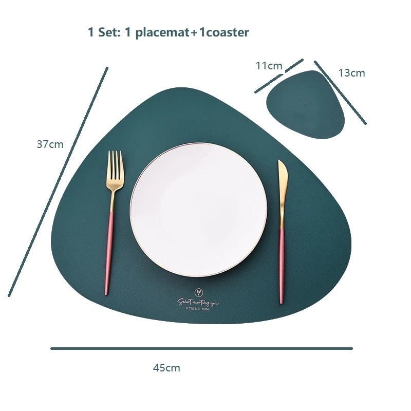 Inyahome PU Leather Dual Sided Placemat and Coaster Set - beunik