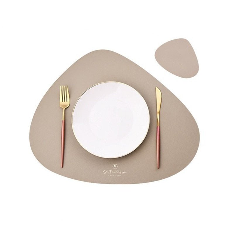 Inyahome PU Leather Dual Sided Placemat and Coaster Set - beunik