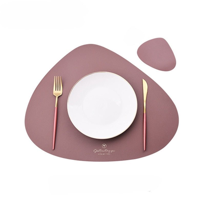 Inyahome PU Leather Dual Sided Placemat and Coaster Set - beunik