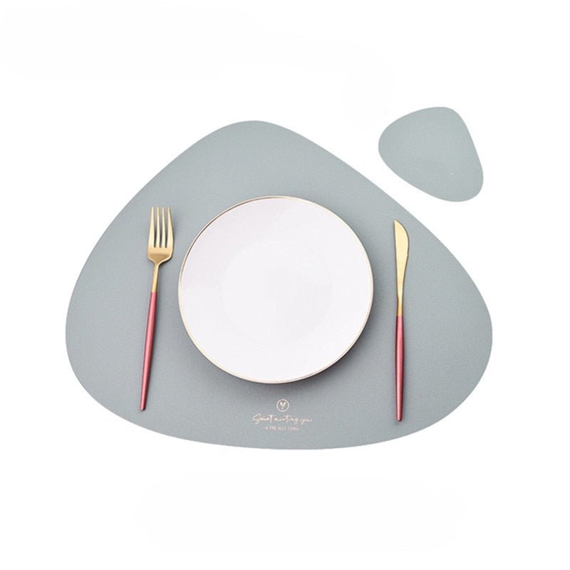 Inyahome PU Leather Dual Sided Placemat and Coaster Set - beunik