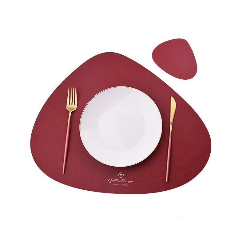 Inyahome PU Leather Dual Sided Placemat and Coaster Set - beunik