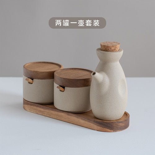 Japanese Kitchen Spice Jar Combination Salt and Pepper Shaker Oil Pot Set - beunik