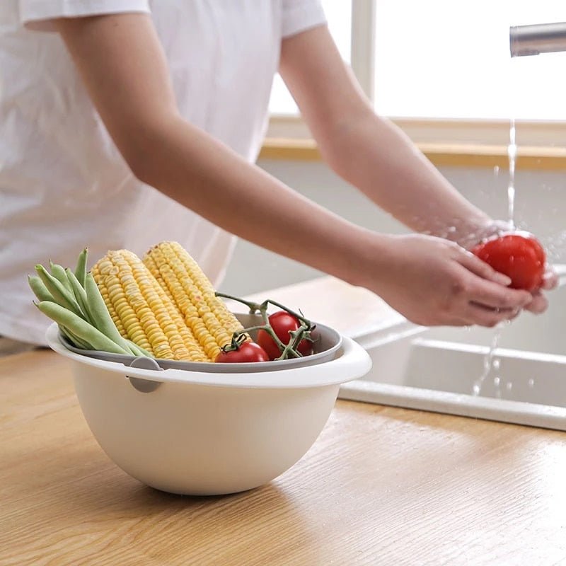 Kitchen Rotatable Double Drain Basket - beunik