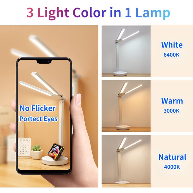 LED Clock Table Lamp USB Chargeable Dimmable Desk Lamp - beunik