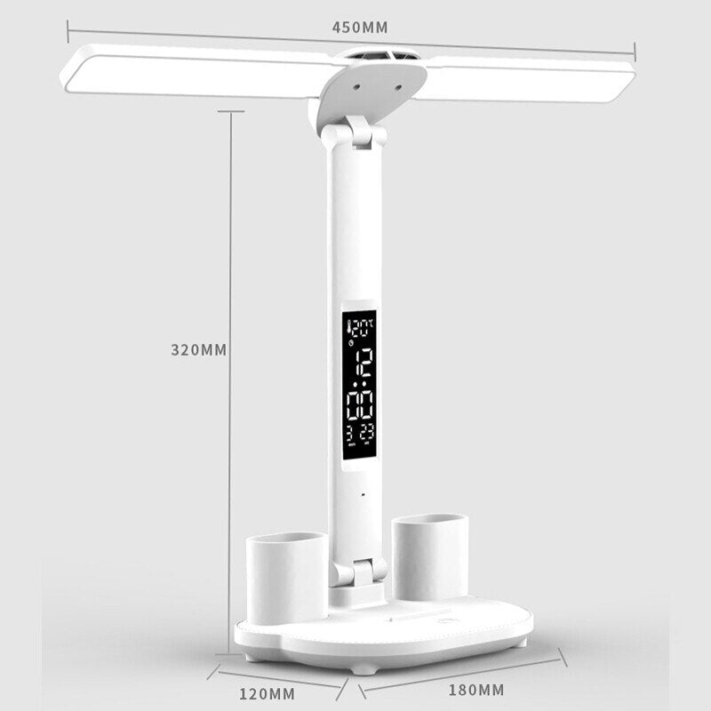 LED Clock Table Lamp USB Chargeable Dimmable Desk Lamp - beunik