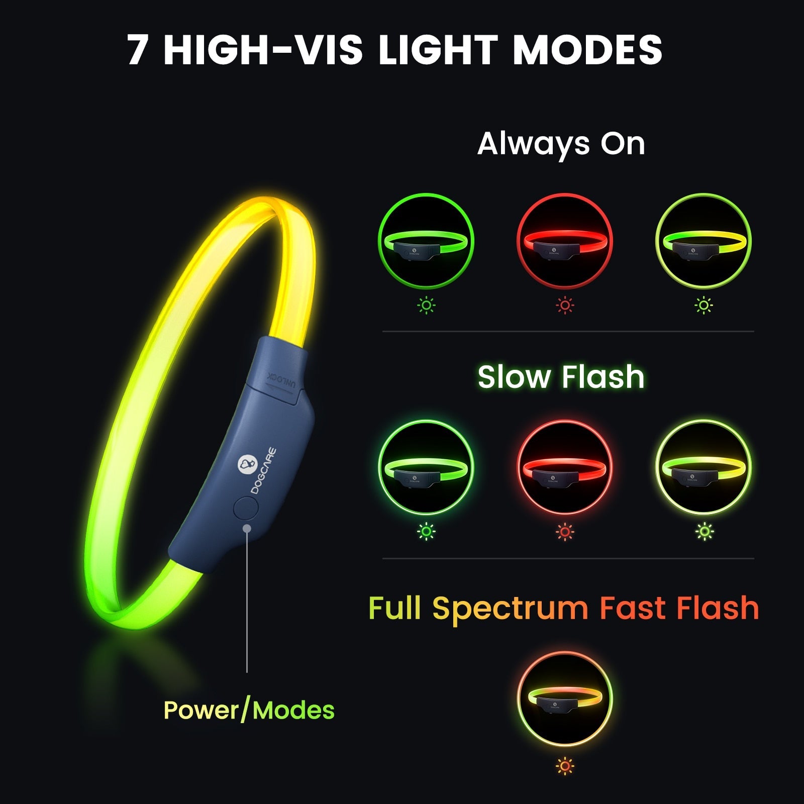 LED Dog Collar Colorful Luminous Collar 300m Visible - beunik