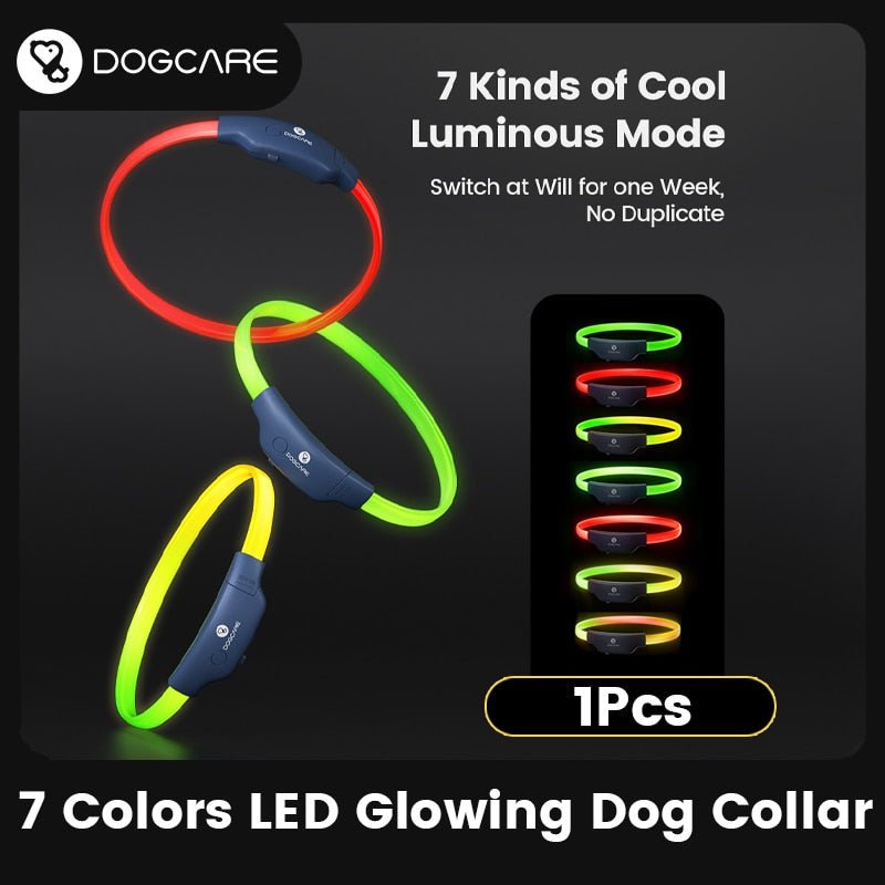 LED Dog Collar Colorful Luminous Collar 300m Visible - beunik