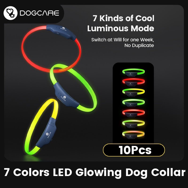 LED Dog Collar Colorful Luminous Collar 300m Visible - beunik