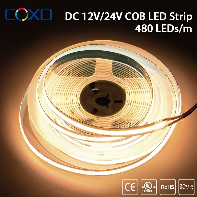 LED Strip Light 320 480 LEDs/m 16.4ft High Density Flexible Tape Ribbon 3000-6500K RA90 Led Lights DC12V 24V - beunik